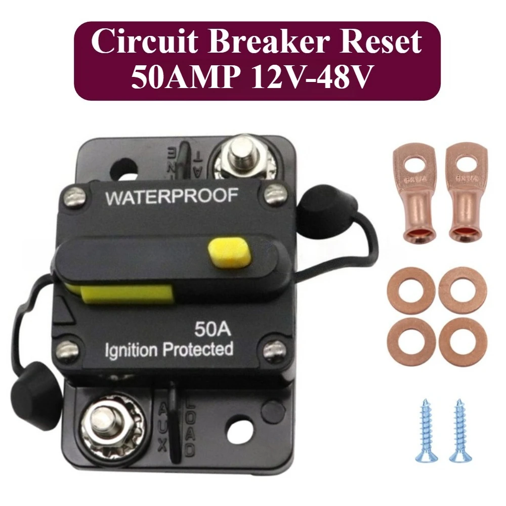 

30AMP 50AMP 60AMP 12V-48V DC Circuit Breaker Reset Car Auto Marine Stereo Audio FuseInverter