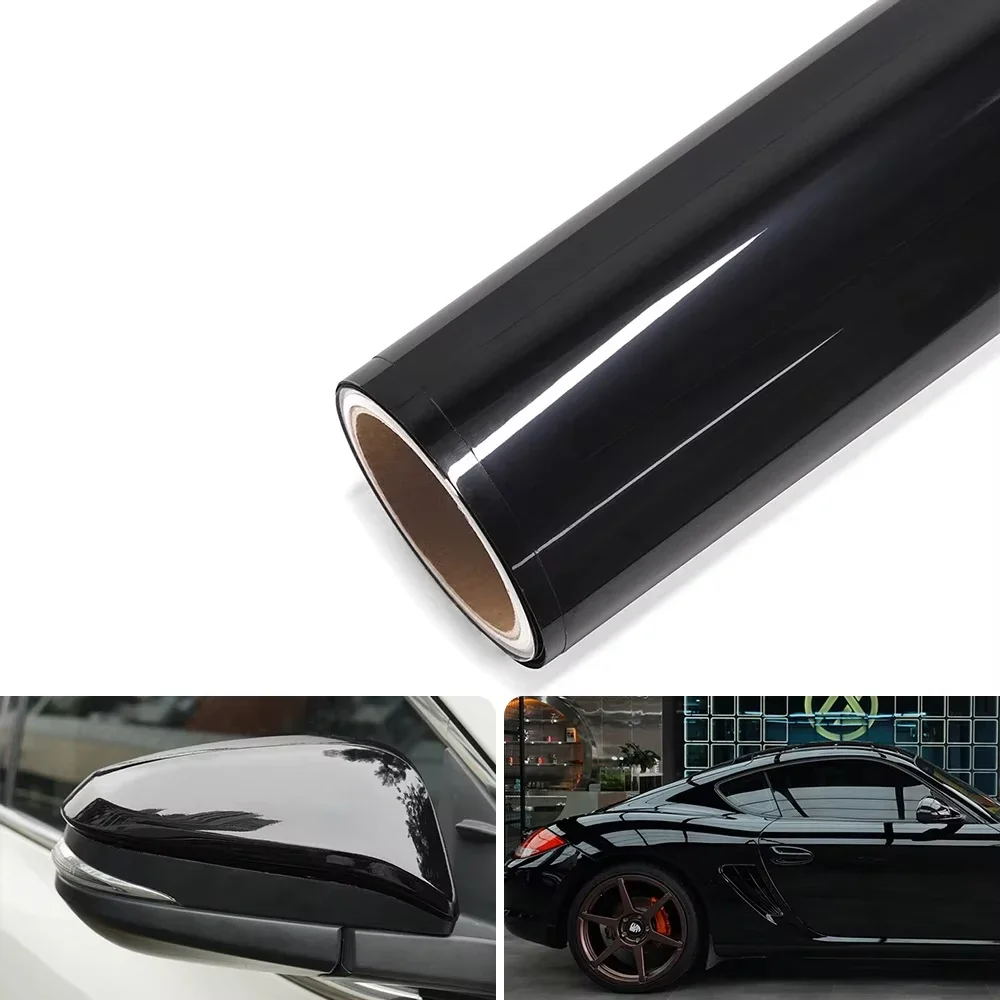 Glossy Black Car Wrap Vinyl Sticker Cover Sheet Adhesive Film Exterior Automotive Motorcycle DIY Decoration Auto Tuning Para