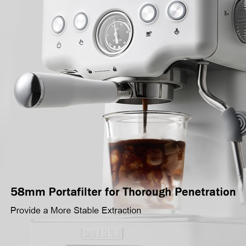 Máquina de café expresso de aço inoxidável Portafilter, Steam Wand, leite Frother, 58mm Portafilter, uso comercial