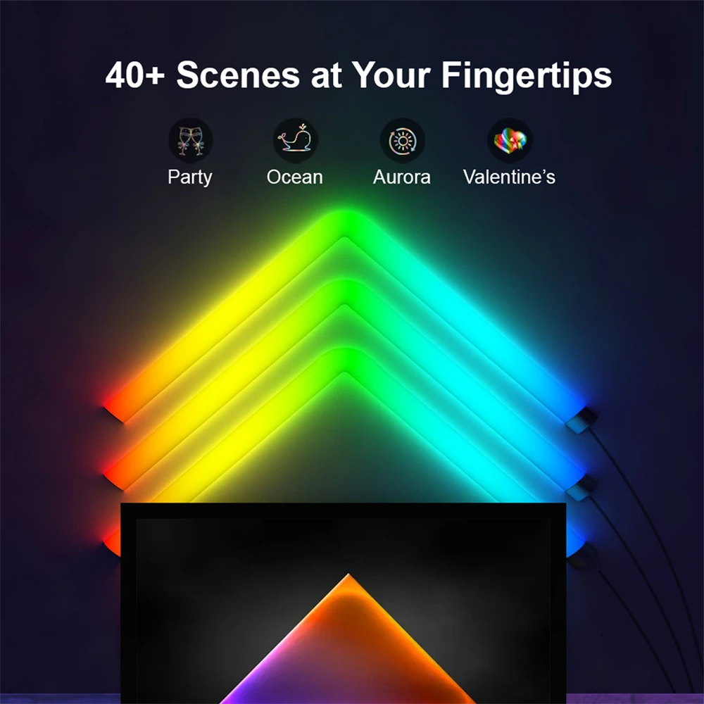 Imagem -02 - Smart Wifi App Controle Glide Rgb Led Luzes de Parede para Gaming tv Quarto Decor Strip Lights Funciona com Alexa e Google Assistant