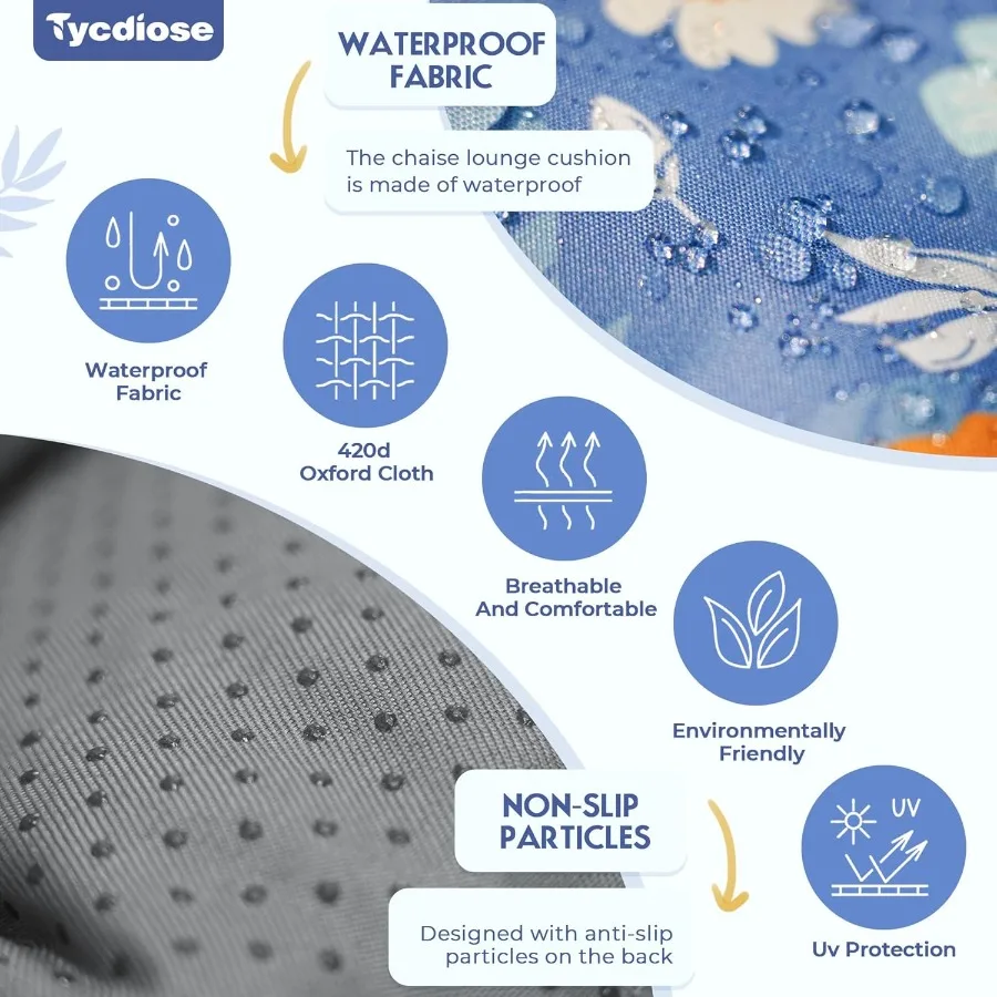 في الهواء الطلق كرسي صالة كرسي وسادة مقاوم للماء 74.4x22x4.7 بوصة رغوة الذاكرة صالة وسائد كرسي للأثاث في الهواء الطلق ث #4