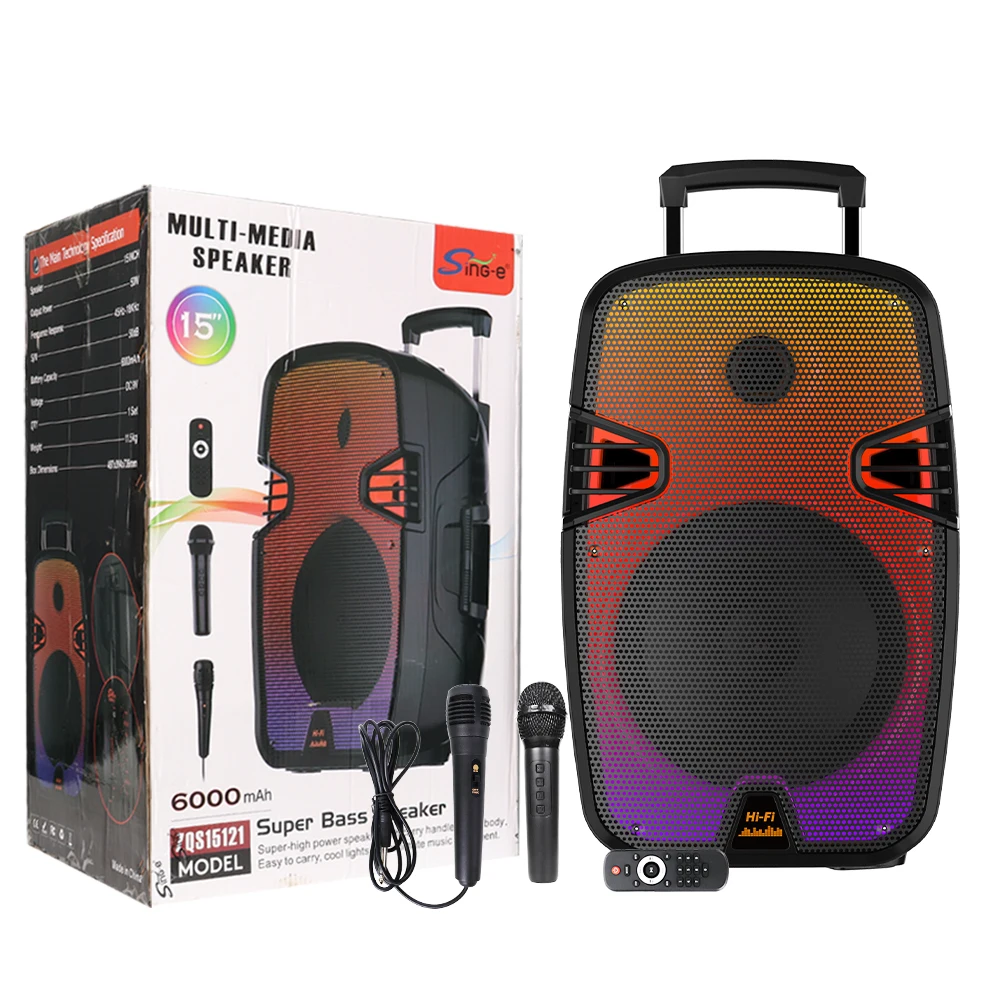 

SING E ZQS15121 Rechargeable Wireless Speaker Super Loud Outdoor Trolley Karaoke Player Mobile Portable Audio With BT