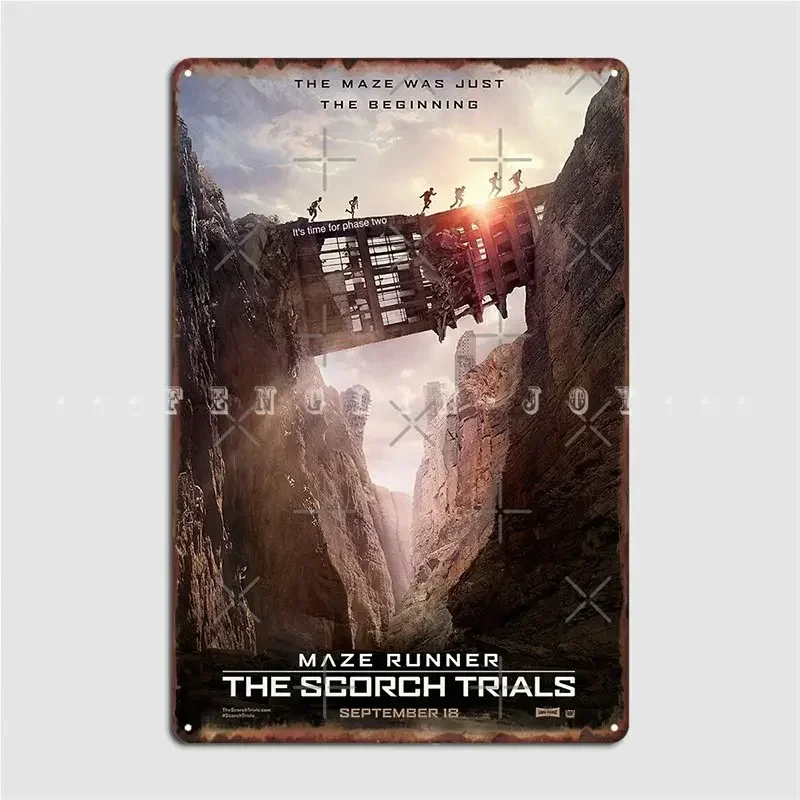 Th Maze Runner Scorch Trials لوحة معدنية ملصق سينما جراج جدارية تخصيص لوحة الحائط تين تسجيل ملصق