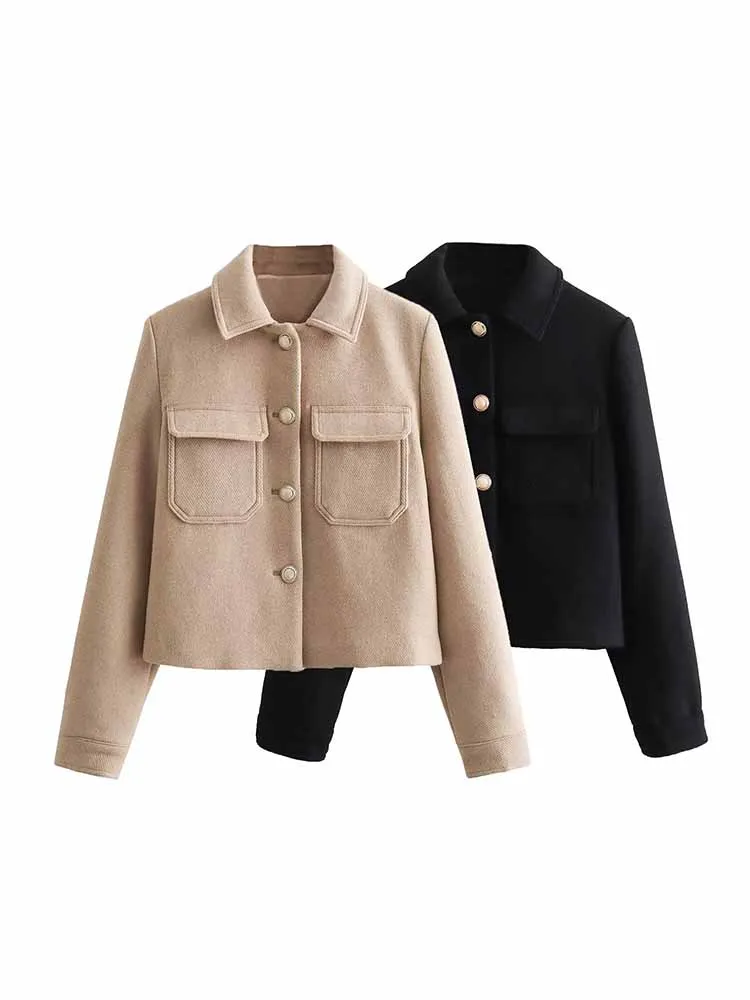 

Новая осенняя модная женская ветровка в европейском и американском стиле с откидными карманами, металлическими пуговицами и курткой с лацканами