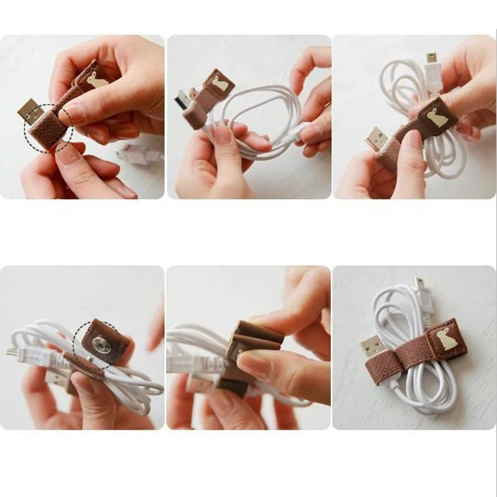 Cord Management Cord Winder Storage Buckle Holder Leather Cable Winder Vintage Leather Data Cable Organizers Headphone Cable