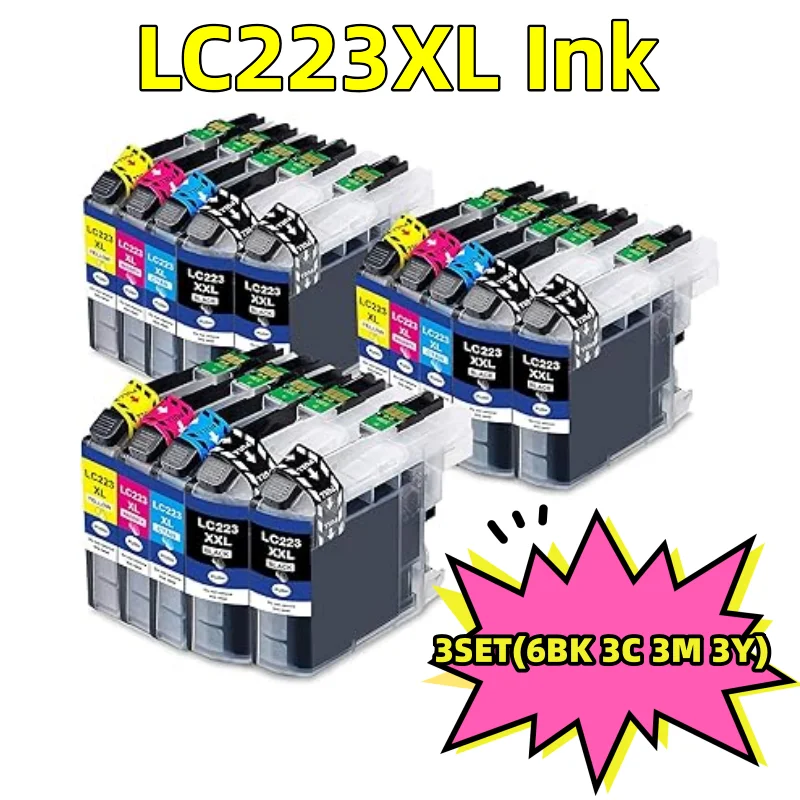 LC223XL(6BK 3C 3M 3Y)Ink Cartridges pour LC 223 LC-223XL LC221 Compatible pour MFC-J480DW J5620DW J680DW J4420DW J5320DW J4620DW