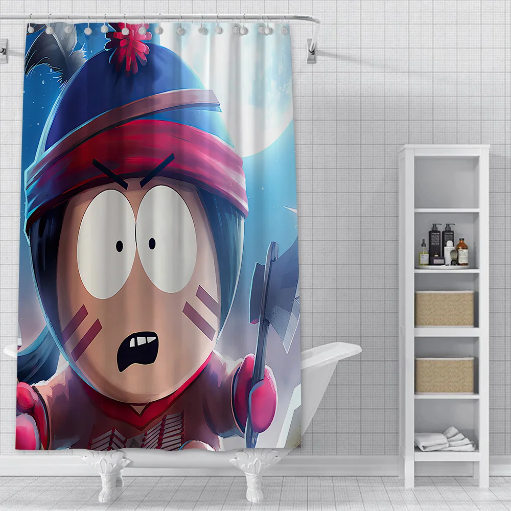 Anime P-parks Souths Shower Curtain Waterproof Polyester Fabric Paint Bath Curtain Home Bathroom Decor Curtain With Hook