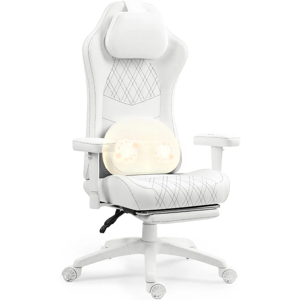 Gaming Chair with Heated Massage Lumbar Support,Ergonomic office Chair with Pocket Spring Cushion,Reclining Game Chair