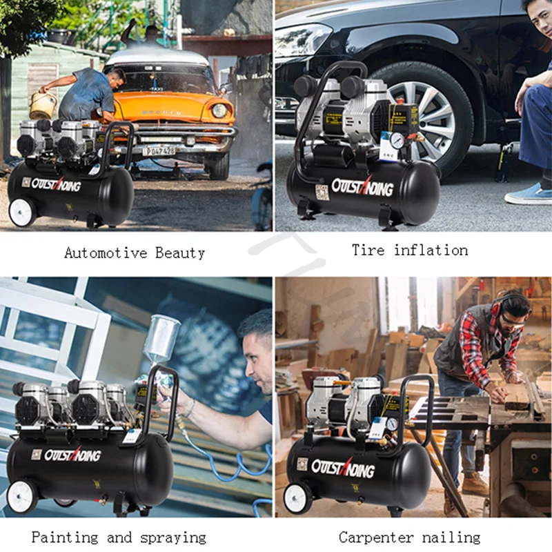 8L 小型エアコンプレッサー車のタイヤインフレーターポンプポータブルサイレントオイルフリーエアコンプレッサーポータブル木工エアポンプ