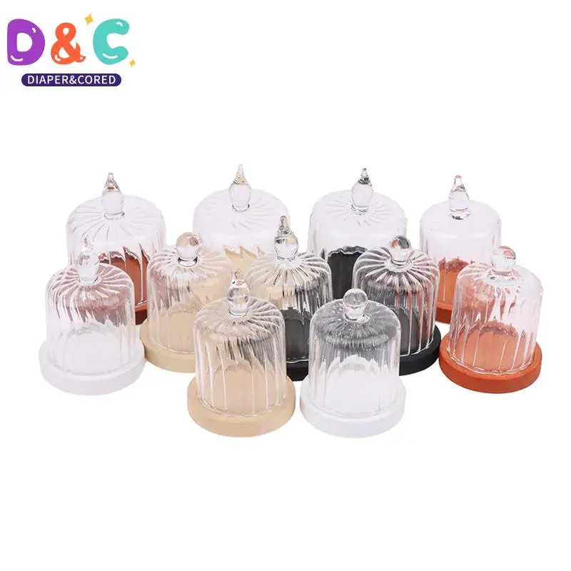 1Set 1:12 Dollhouse Miniature Clear Glass Cover Cake Dessert Cover Coffee Tray Kitchen Decor Toy Doll House Accessories