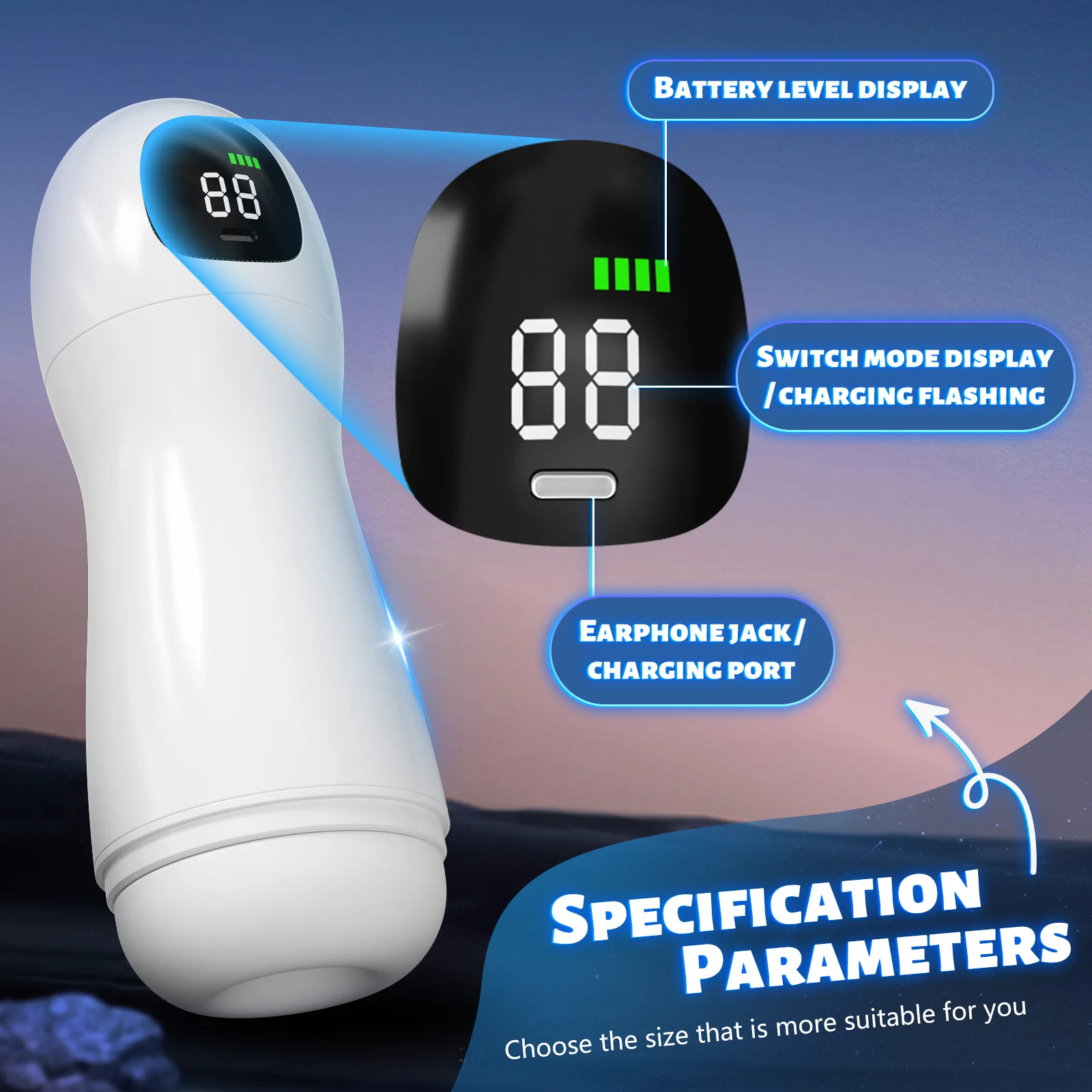 AIERLE LED Automatic Male Masturbator Vibration Sucking Machine Masturbation 9 Sucking Vibrating Modes Adults Sex Toys for Men 3
