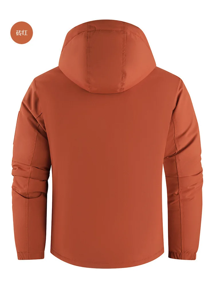 High-End Men's Winter Hooded down Jacket Windproof Warm Thick White Duck down Outdoor Top for Cold Weather