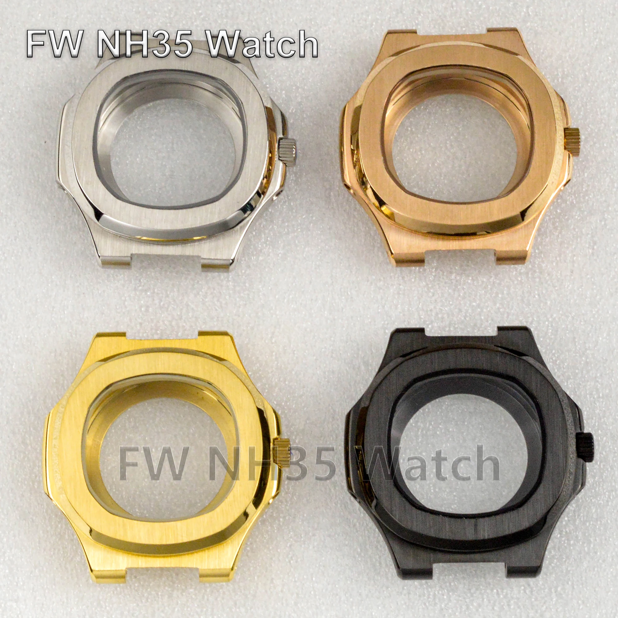 

NH35 Watch Case for Nautilus Gold Silver Rose Black 316L Stainless Steel 10ATM Waterproof Case Fit NH35/36 Movement Watch Case