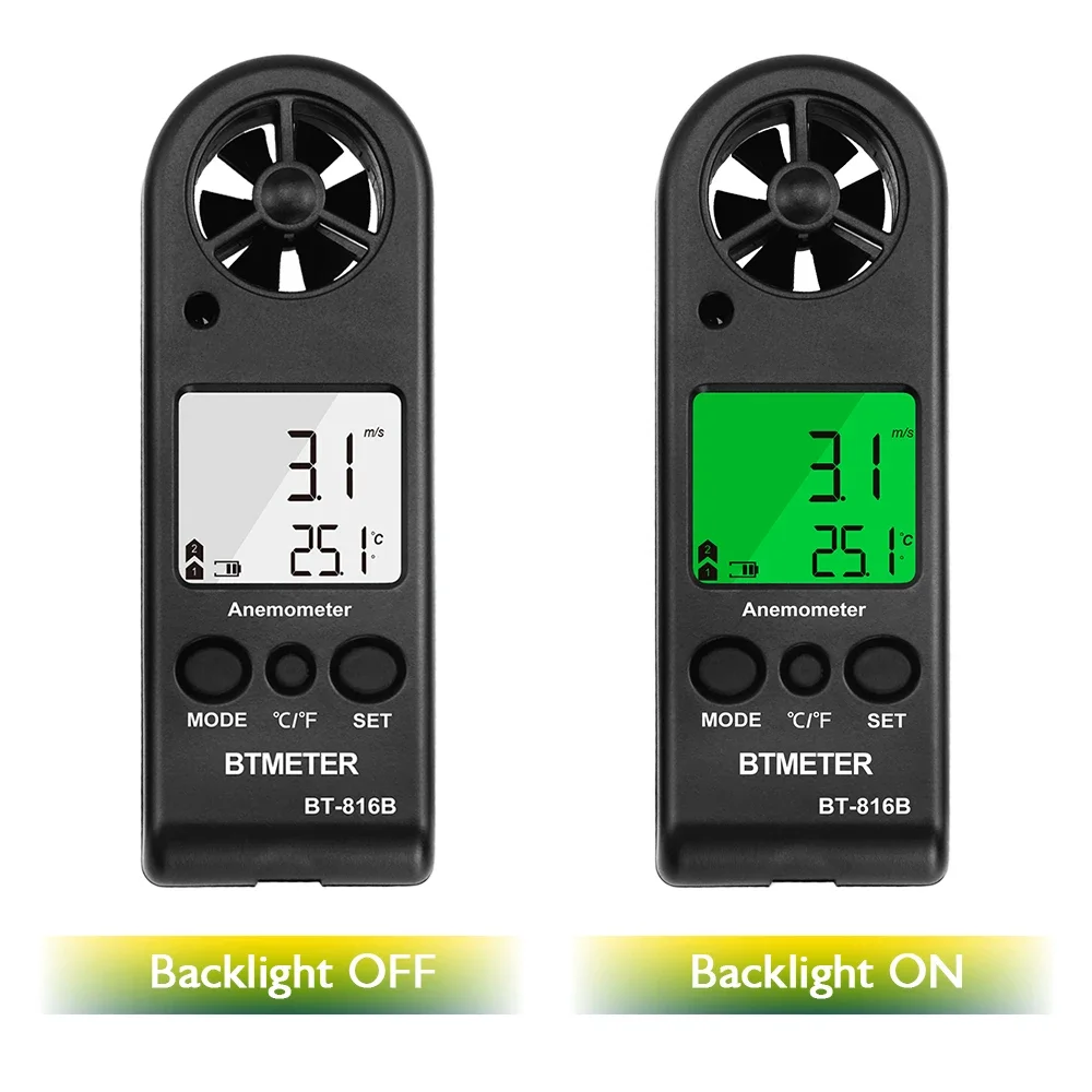 HoldPeak HP-816B Mini Anemometer with Wind Speed Range 0.3 -30m/s and Wind Temperature Measurement