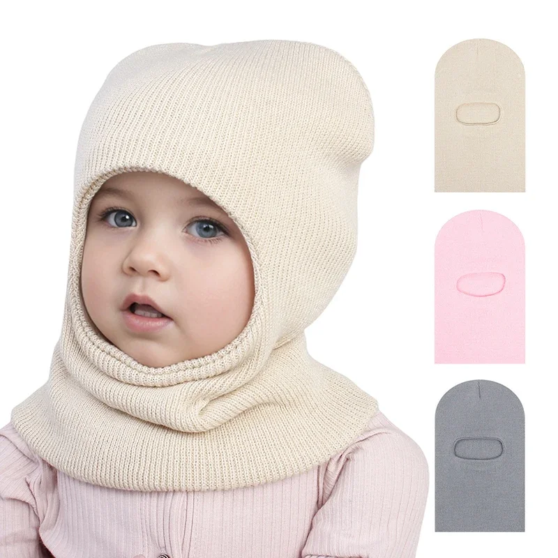 

1-7Y Kids Winter Balaclava - One-Piece Hat Scarf Warm Knitted Woolen Ear Protection Toddler Cap