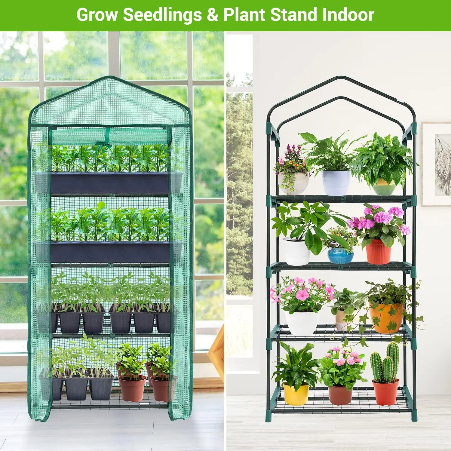 

Mini Greenhouse for Indoor Outdoor Small Plastic Plant Green House 4-Tier Rack Stand Portable Greenhouses with Durable PE Cover