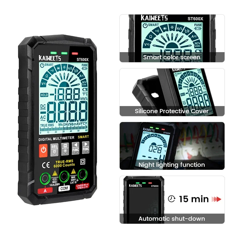 Kaiweets ST600x LCD Display Digital Multimeter multi-function measuring AC DC voltage&current multimeter