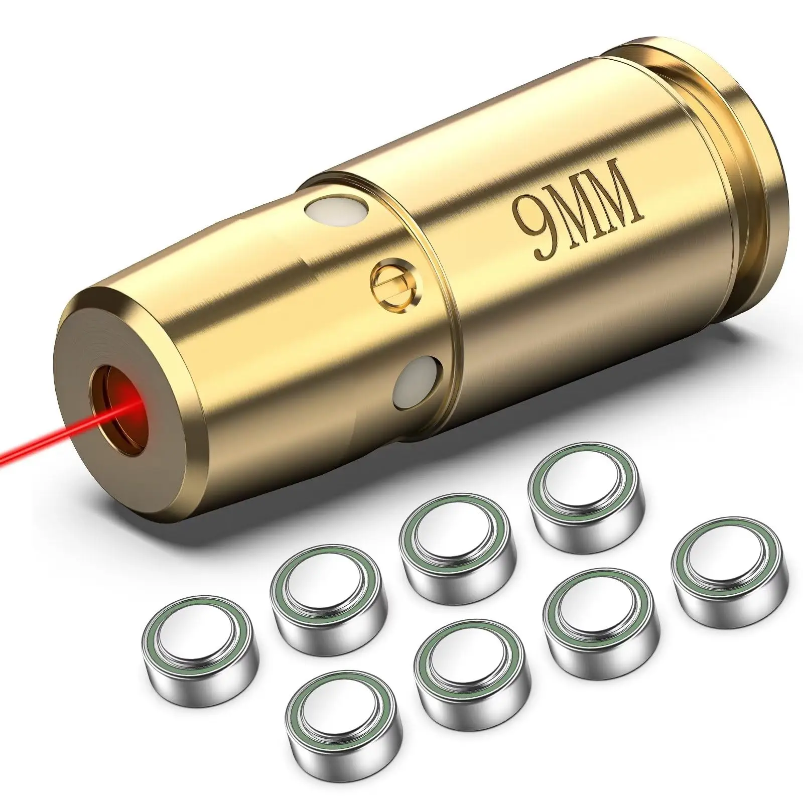 

CVLIFE Red Laser Bore Sight 9mm Sighting Boresighter with 8 Batteries Sturdy Brass Construction Easy Zeroing