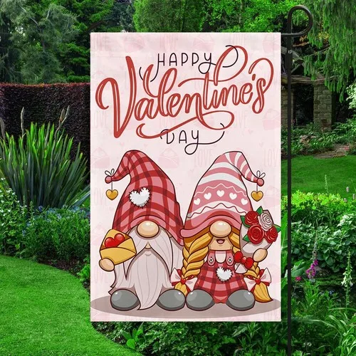 Happy Valentine's Day Gnome Couple Flag Graden Flag UUI GGX