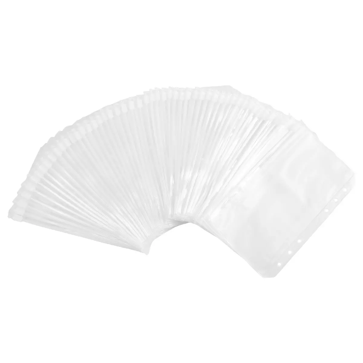 ●50PCS A6 Binder Pockets 6 Holes Binder Pouch Zipper Folders for 6-Ring Binder PVC Cash Budget Envelopes Zipper Bag