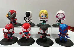 8pcs/set Cute Spiderman Spider-Gwen Miguel O'Hara 2099 Action Figure Toys