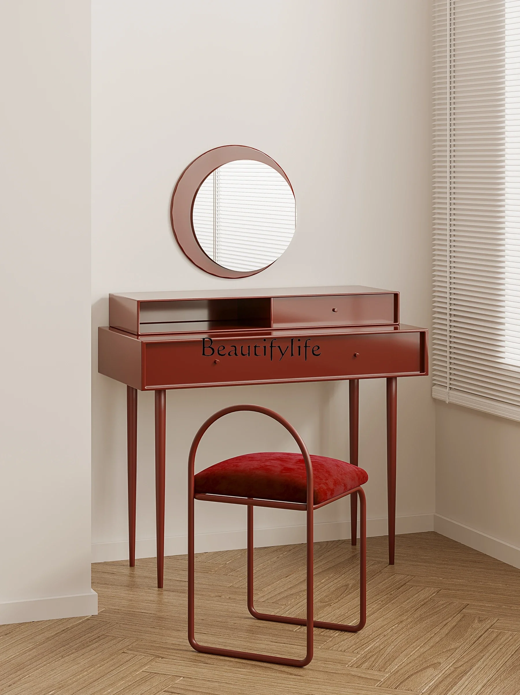 

01Simple Classic Dressing Table Bedroom Storage Box Dressing Table Solid Wood Light Luxury