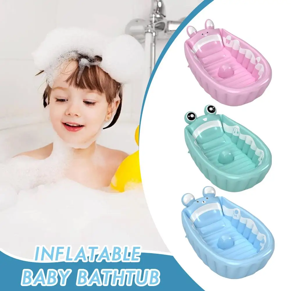 Folding Inflatable Baby Bathtub Soft Safe Anti-slip Bottom Inflatable Child's Shower Basin Portable Home Travel Folding Bathtub