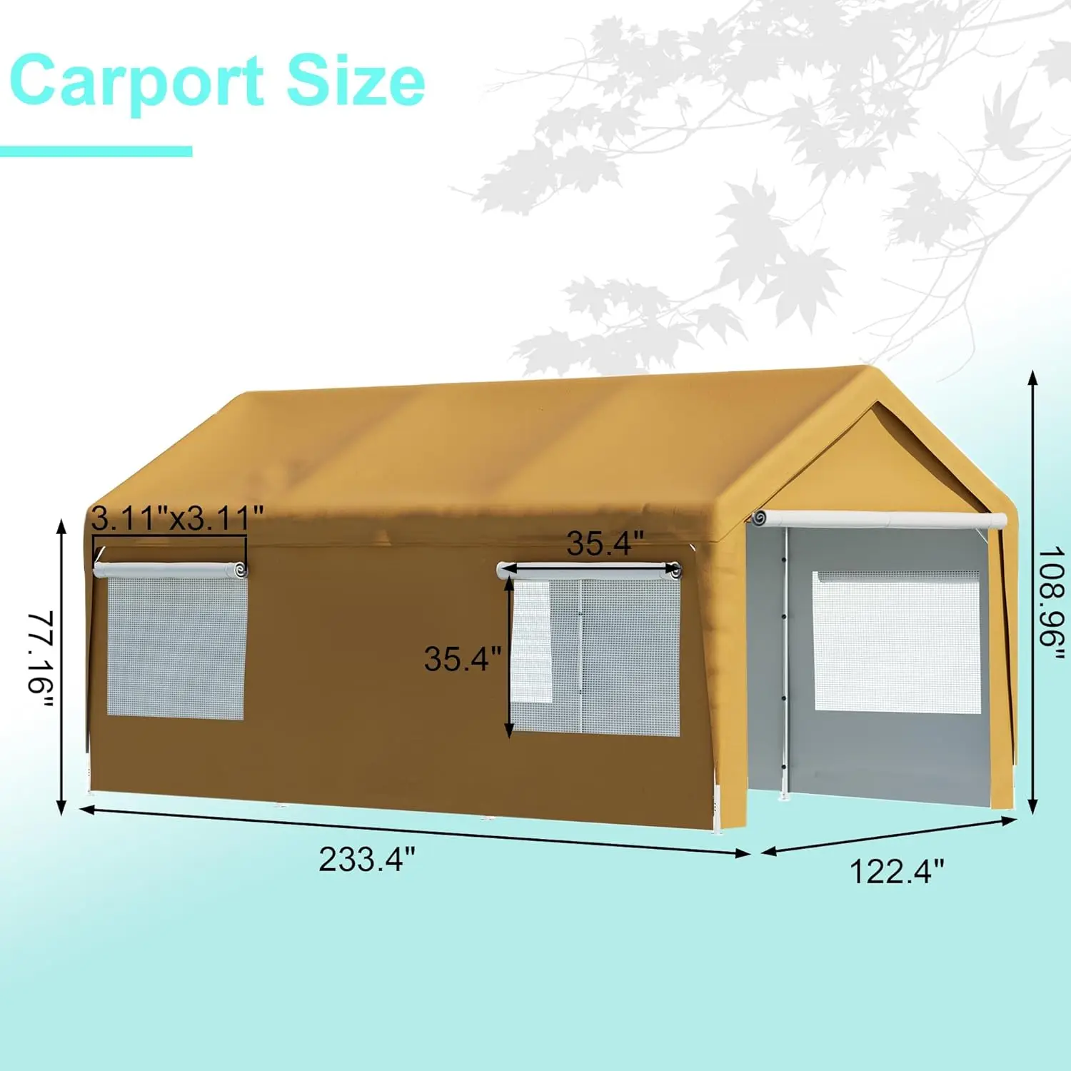 Carport, 10'X 20' Heavy Duty Carport Car Canopy All-Season Tarp With Roll-Up Ventilated Windows, Portable Garage Metal Carport