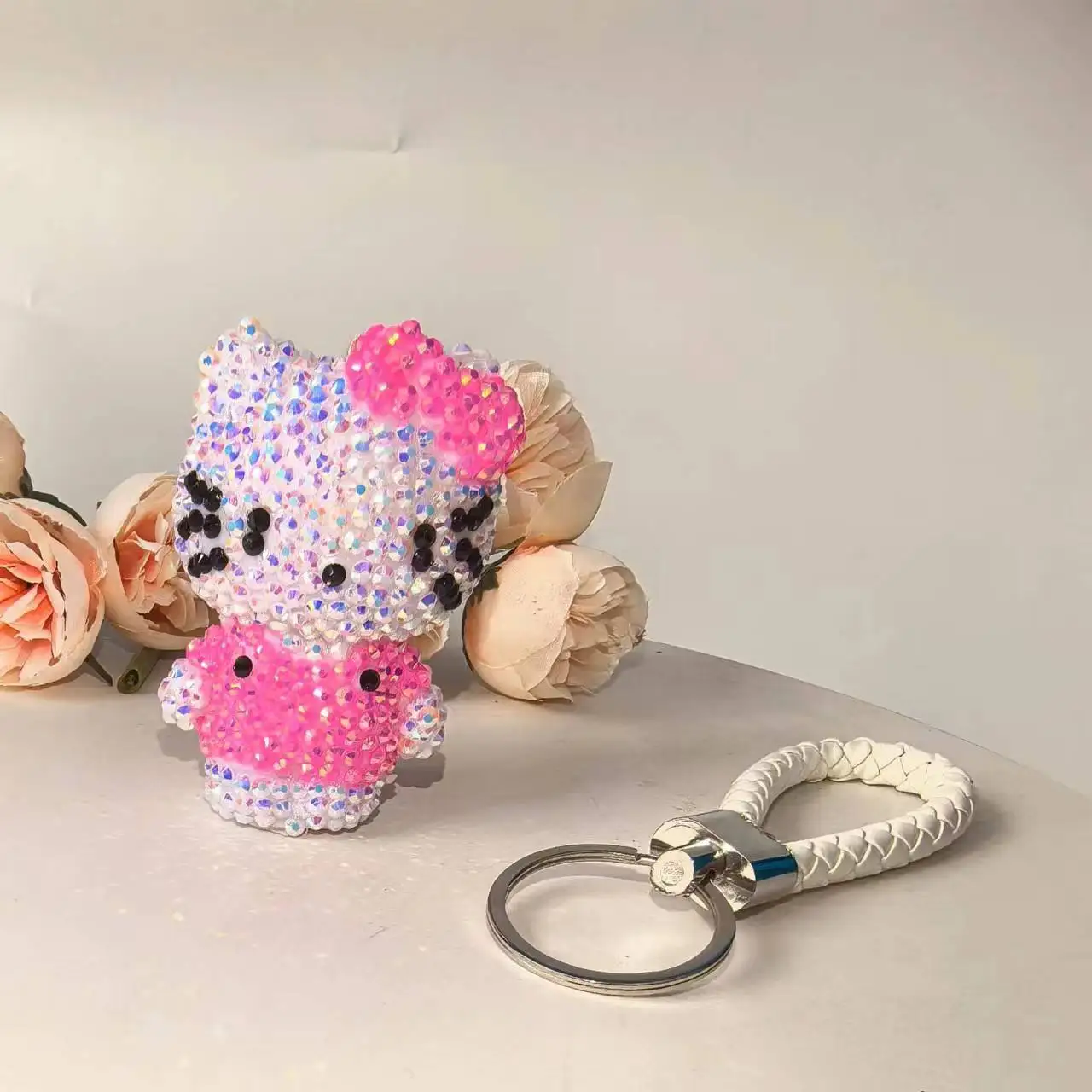 

Sanrio Kuromi DIY Diamond Painting Keychain Kit 5D Rhinestone Sticker Key Chain Handmade Craft Pendant for Kids Gift