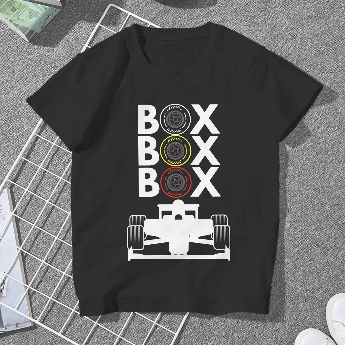 Novelty Racing Car Box Box Box T-Shirt for Women Crewneck T Shirt F1 Car Racing Short Sleeve Tees Summer Clothes