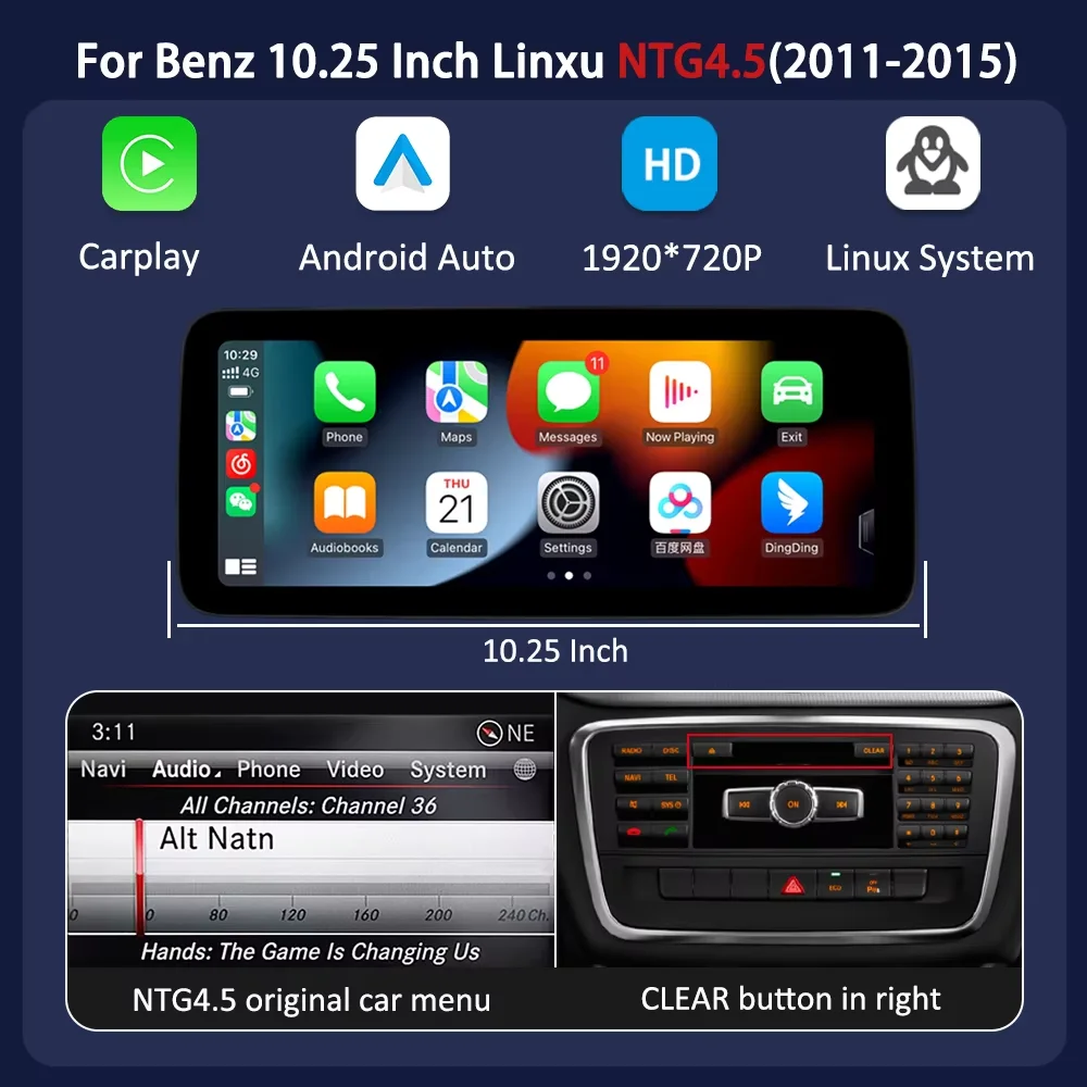 Linux Multimedia Scherm Draadloze CarPlay Android Auto voor Mercedes Benz B-Klasse W245 W246 2011-2018 GPS Navigatie BT Autoradio