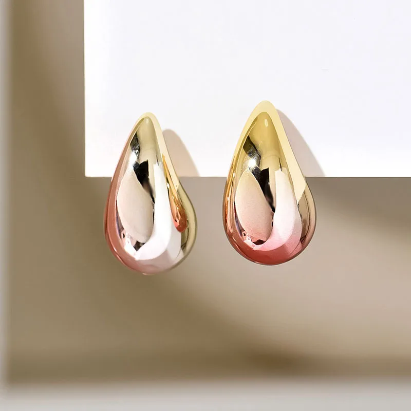 2024 New Gradient Waterdrop Stud Earrings  for Women Thick Metallic Colorful Tear Drop Earring Lightweight Jewelry Gifts