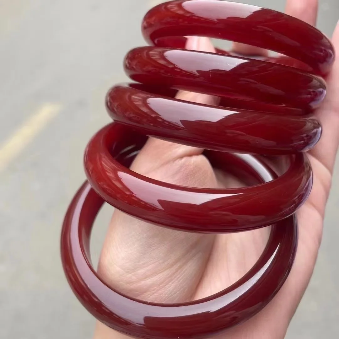 

Charm Wine Red High Quality Jade Bracelet Natural Agate Chalcedony Bangle Exquisite Fashion JADEITE Handring Fine Jewelry