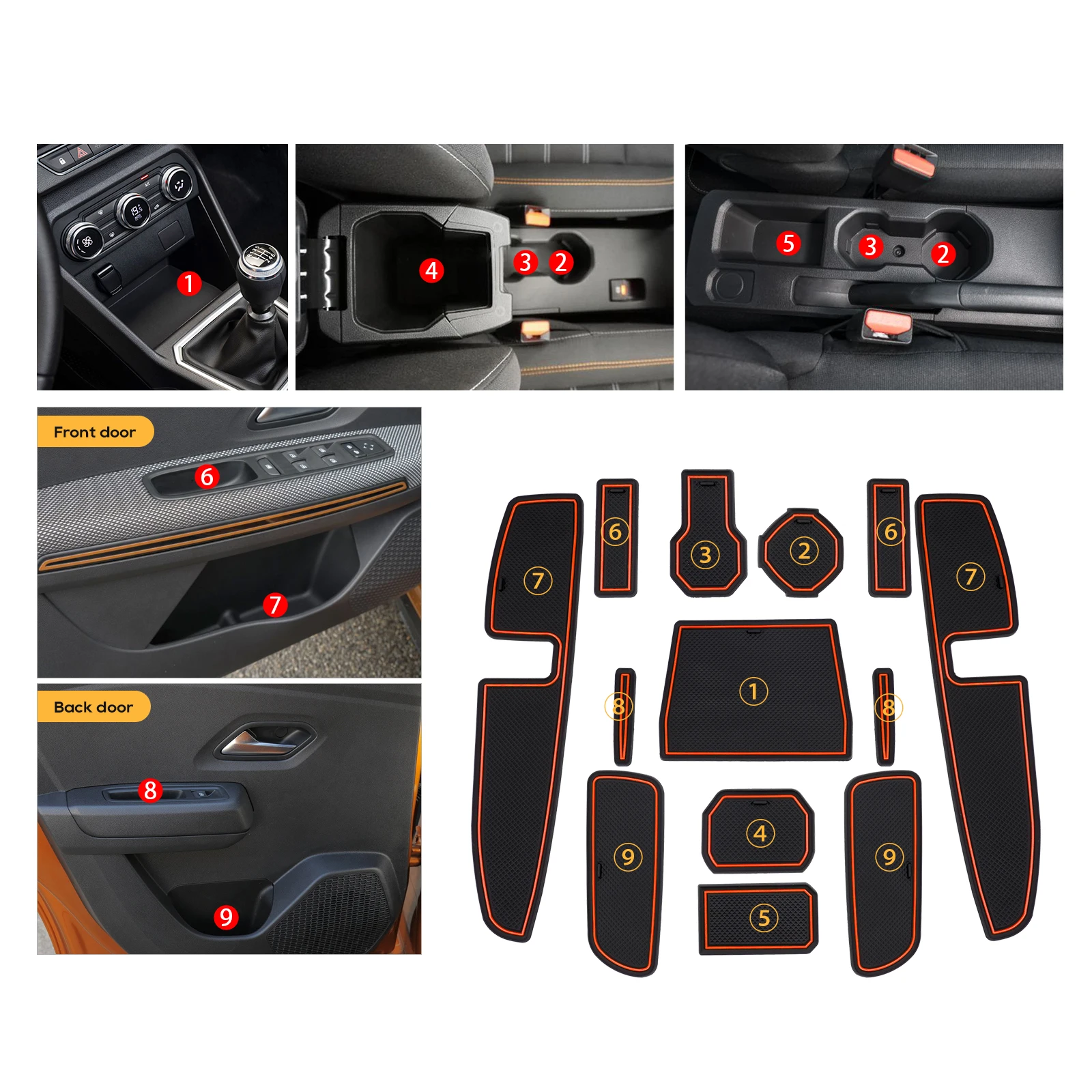 LFOTPP Car Door Groove Mat for Dacia Sandero 3 / Sandero Stepway III Anti-Slip Door Slot Pad Auto Sandero Stepway Accessories