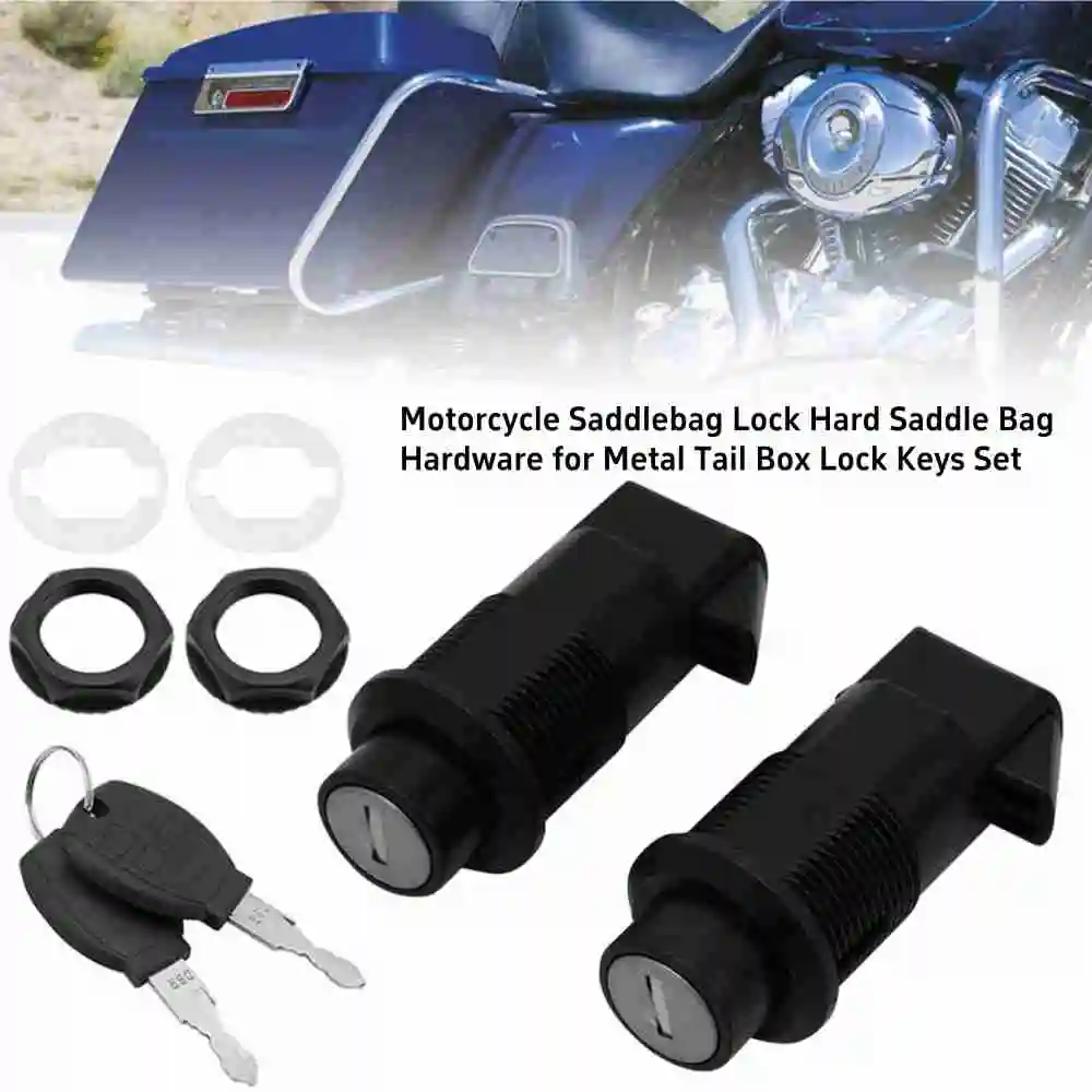 

Universal Motorcycle Hard Saddlebag Lock Set With Keys Rear Side Storage Bag Locks Replacement Kit