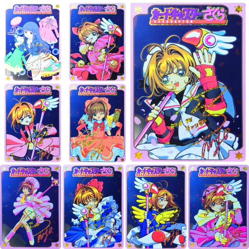 

9Pcs/set Card Captor Sakura Kinomoto Sakura DIY Homemade Bronzing Collection Toys Bronzing Flash Card Christmas Birthday Gift