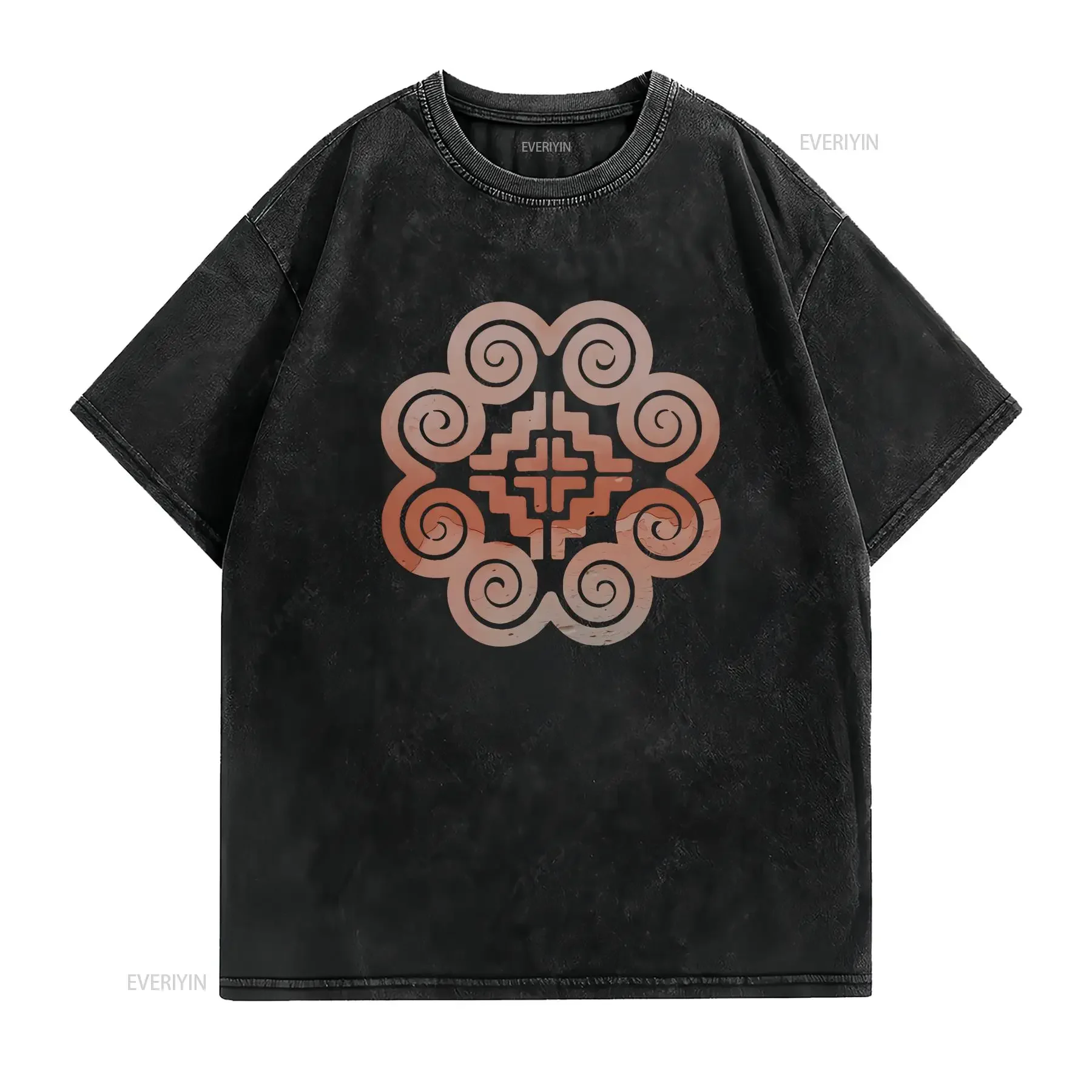 Hmong Mandala Snail and House Design T Shirt Threads Cultural Apparel Unique Style Top for Folk Art vintage Washed