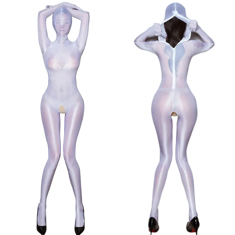 Metelam Full Bodystocking Bodysuit Crotchless Lingerie Oil Shiny Glossy Jumpsuit Catsuit cosplay sexy  langerie