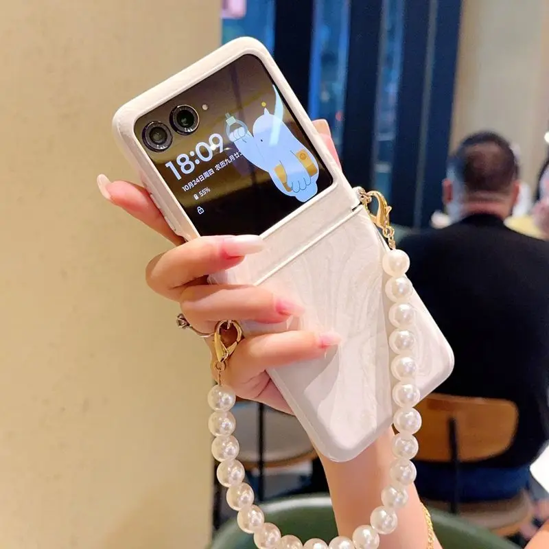 Suitable motorola moto razr 50 60Ultra case Pattern Pearl Bracelet Folding Phone