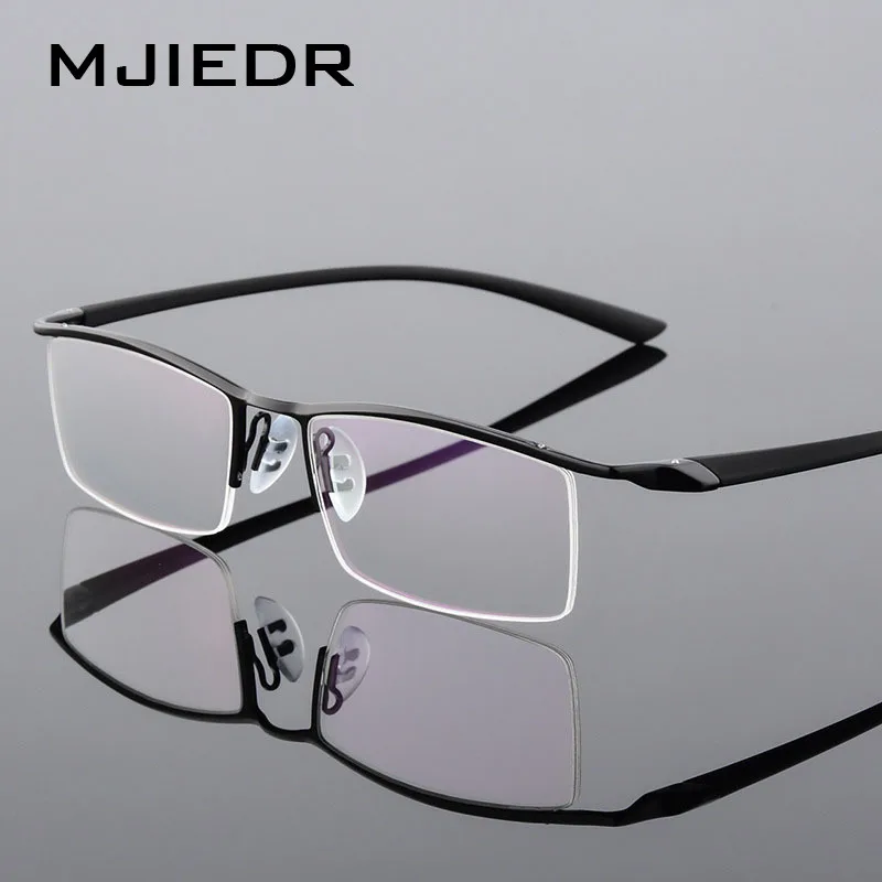 MJIEDR Browline Half Rim Metal Glasses Frame for Men Eyeglasses Fashion Cool Optical Eyewear Man Spectacles Prescription Frame