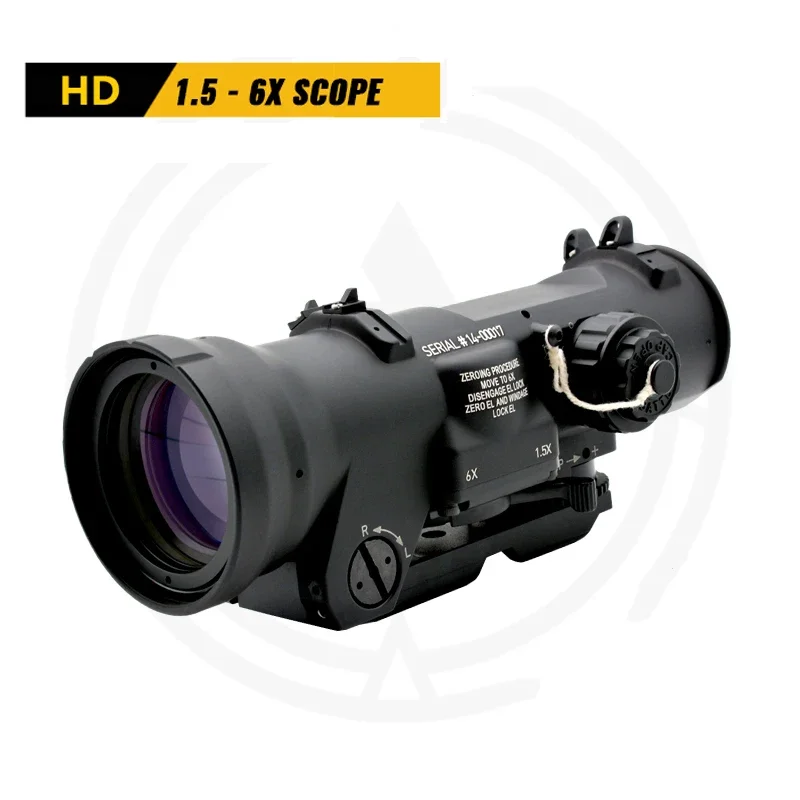 

Tactical RifleScope 1.5x-6x Fixed Dual Field of View Red Illumination Scope Sight with Full Markings for Airsoft and Hunting