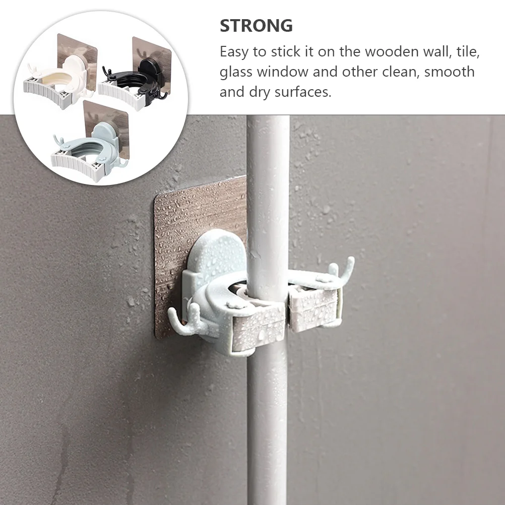 

3 Pcs Mop Holder Adhesive Drilling Free Clip for Broom Umbrella Home Office Hotel Wall Mount ganizer Black