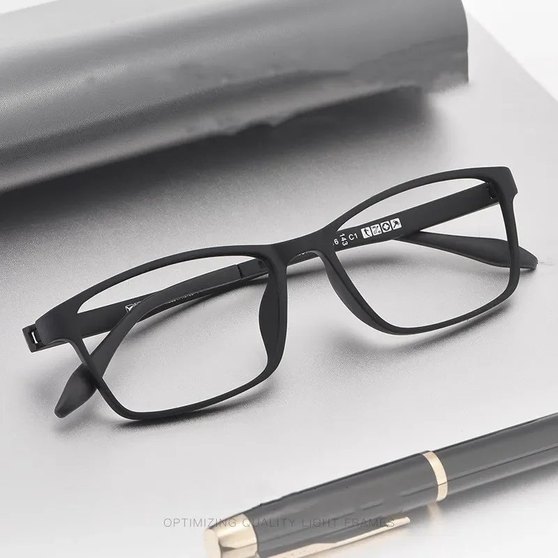 OLLYMURS ビジネスモダン TR90 超軽量スクエア光学フレーム快適な近視処方メガネ男性と女性の眼鏡