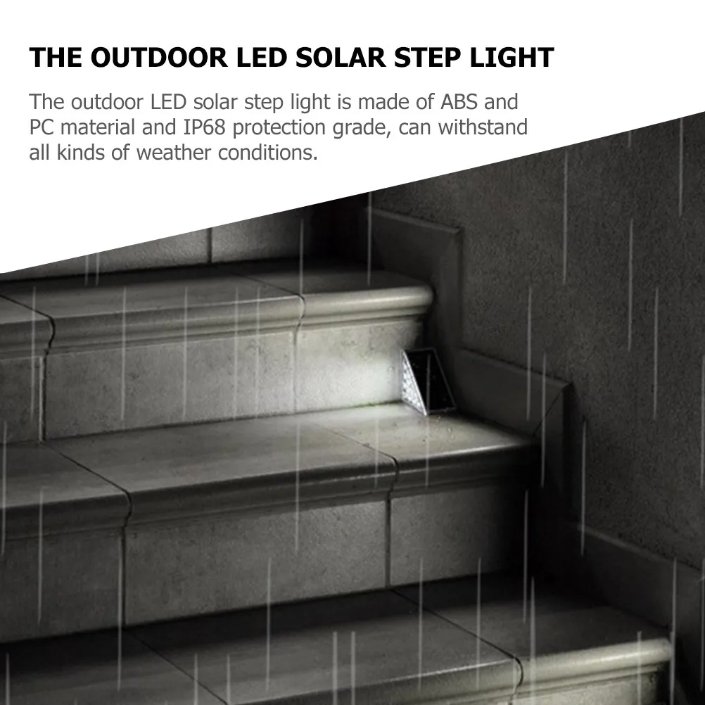

Солнечные светильники для ступеней, уличные светодиодные светильники для лестниц, для двора, сада, дорожек, террас, патио, на солнечной энергии, водонепроницаемые IP68, автоматическое включение