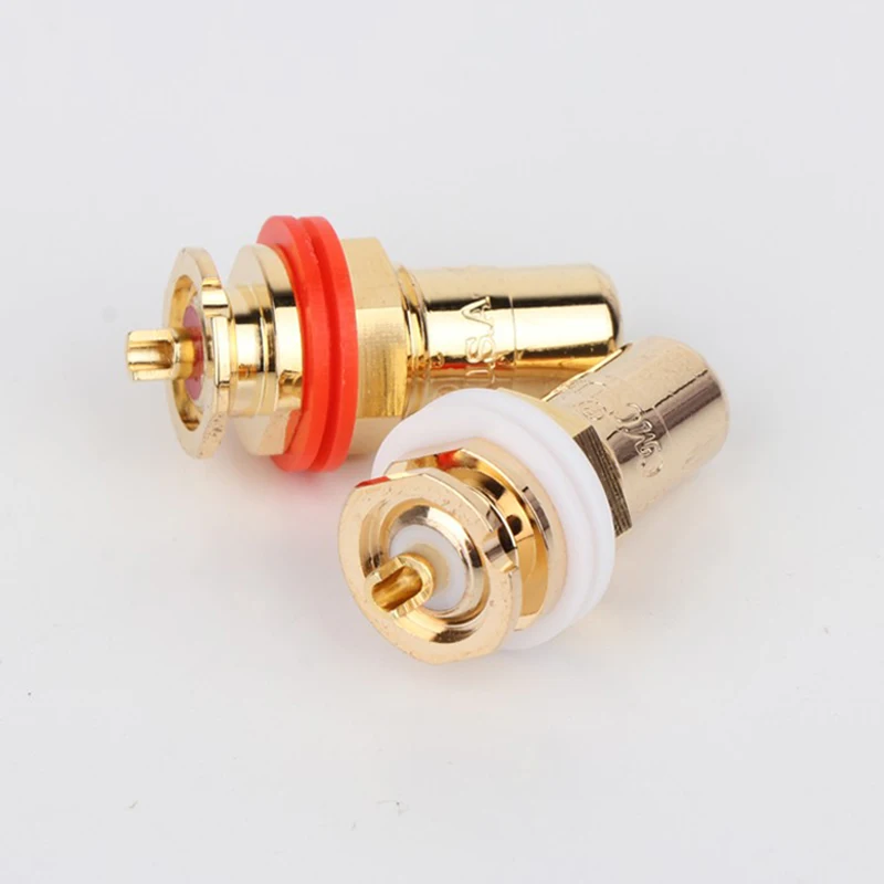 CMC 24K Gold Plated RCA Female Plug Panel Mount Jack Audio Socket Amplifier Chassis Phono Connector With Nut Solder Cup