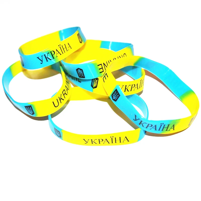 Ukraine Country Flags Wristband Bracelets Sport Elastic Silicone Bracelets Bangles Unisex Jewelry Accessories Wholesale Gifts