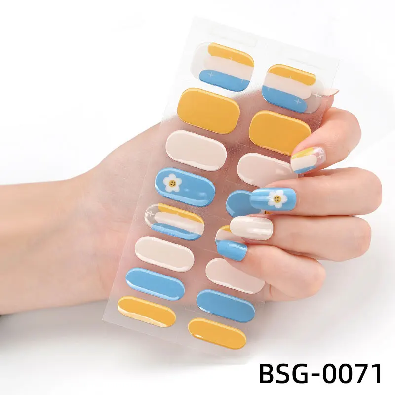 Parche de uñas de Gel semicurado, deslizadores adhesivos de larga duración, cubierta completa, lámpara UV, necesita decoraciones de Arte de uñas, 16 puntas