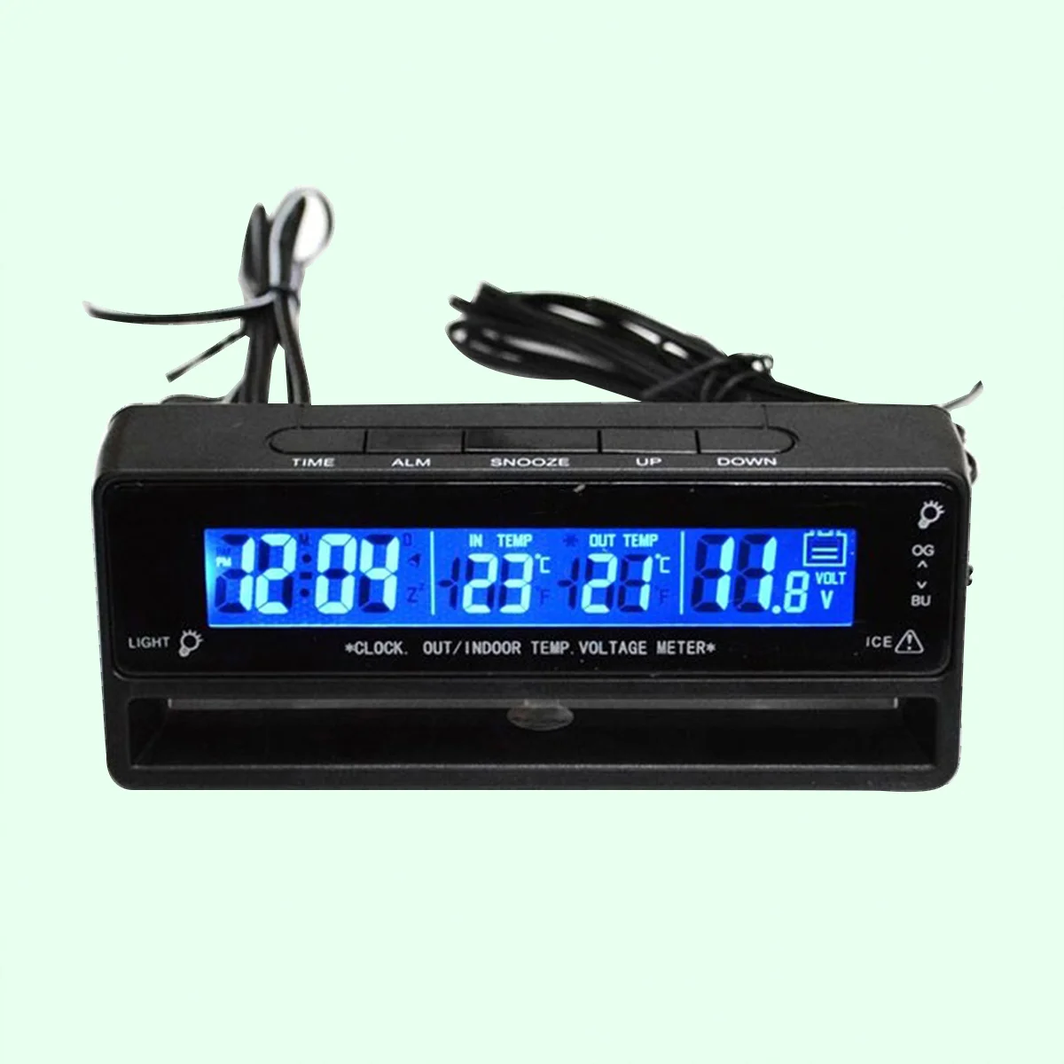 

Voltage Temperature Meter Led Digital Display Car Monitor ℃/℉ Switch Time Date Alarm Backlight Auto Thermometer Vehicle