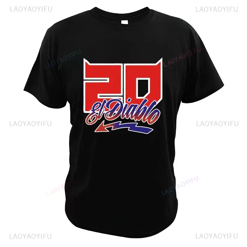 Fabio Quartararo T-shirt à manches courtes, El Diablo, World Motorcycle Rider, Casual dehors Tee Shirt, Y Streetwear