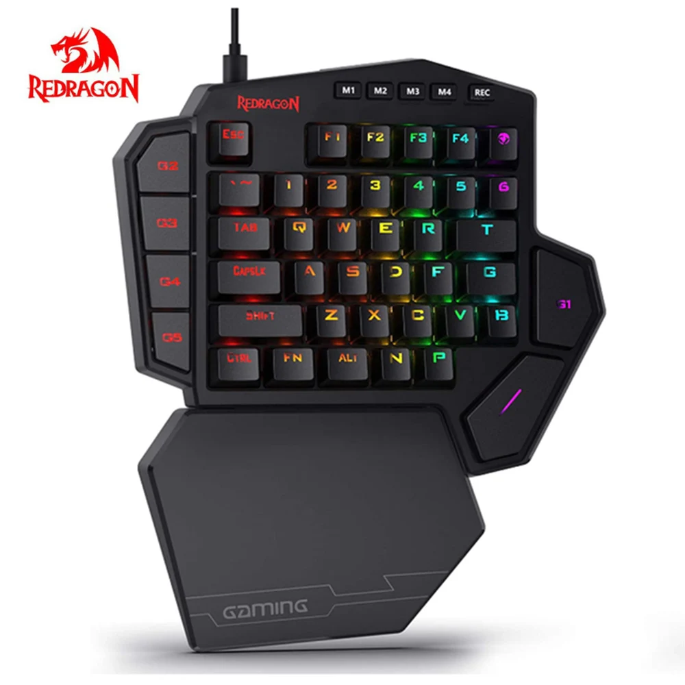 Left One-Handed Gaming Keyboard RGB Backlit 42 Keys Portable Game Keypad Mechanical Keyboard for PS3 PS4 Switch Laptop PC Gamer